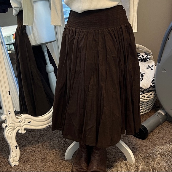 BOHO Brown Double Layered Skirt - Picture 3 of 12